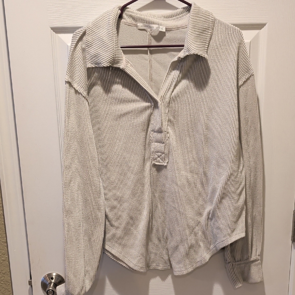 Altar'd State Cream Striped Top